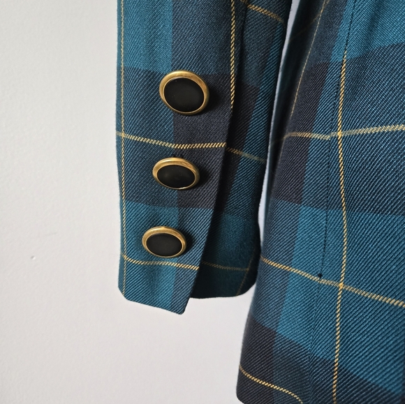 WORTHINGTON Teal and Black Plaid Double-Breasted Women's. Size 4 - Picture 7 of 13